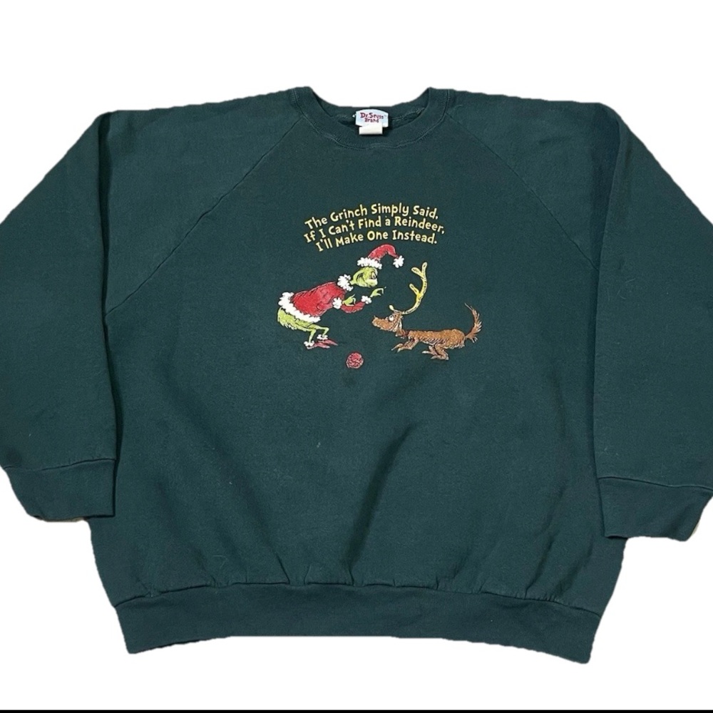 Vintage Dr Seuss The Grinch Sweatshirt If I Can’t Find A Reindeer I’ll Make One